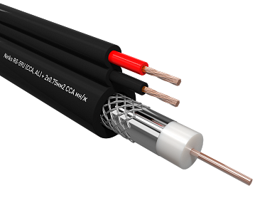 Кабель для видеонаблюдения  (коаксиальный с питанием КВК)
